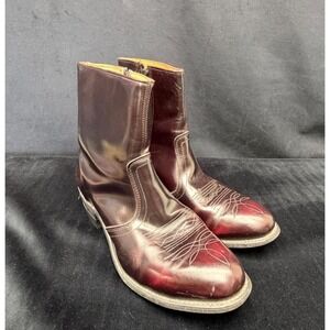 Leather Classics Burgundy Men's Ankle Cowboy Boot 1198 Size 9.5EE Rockabilly